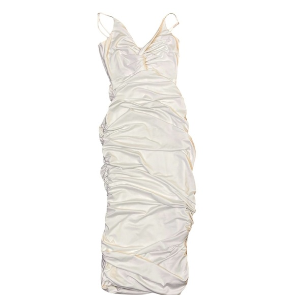Strappy Ruched Satin Cocktail Dress - Picture 1 of 6
